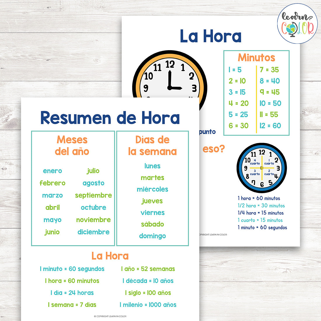 Las Hojas De Trucos Para Hora | Time Cheat Sheets in Spanish
